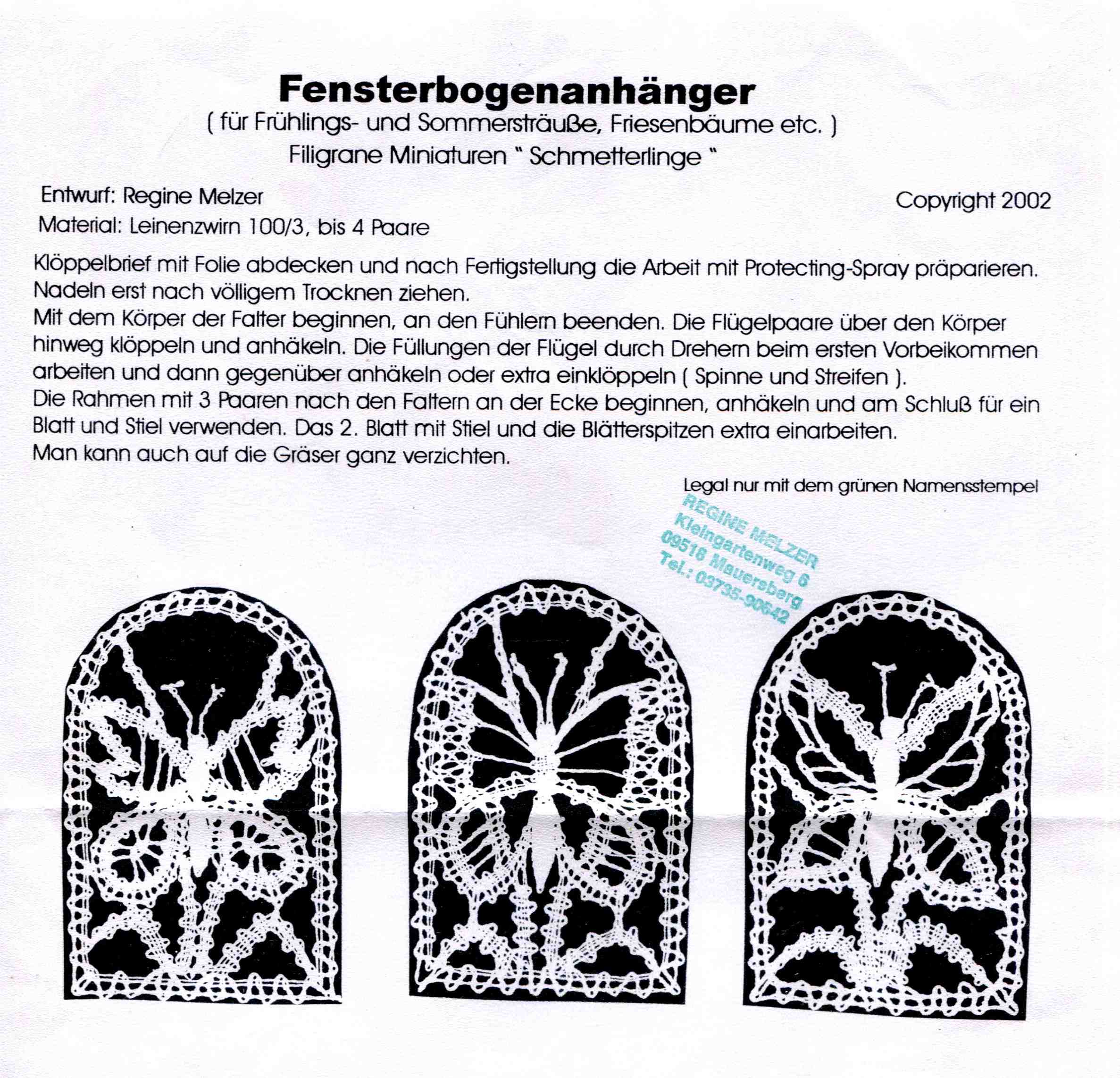 KB Regine Melzer 3 Fensterbogenanhnger (Schmetterlinge)